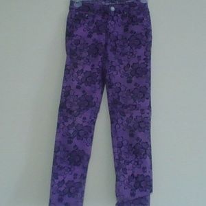 Justice Premium Jeans Black & Purple Floral Design